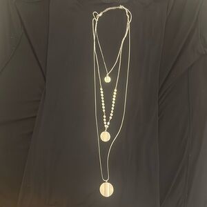 Loft silver colored 3 layer necklace.